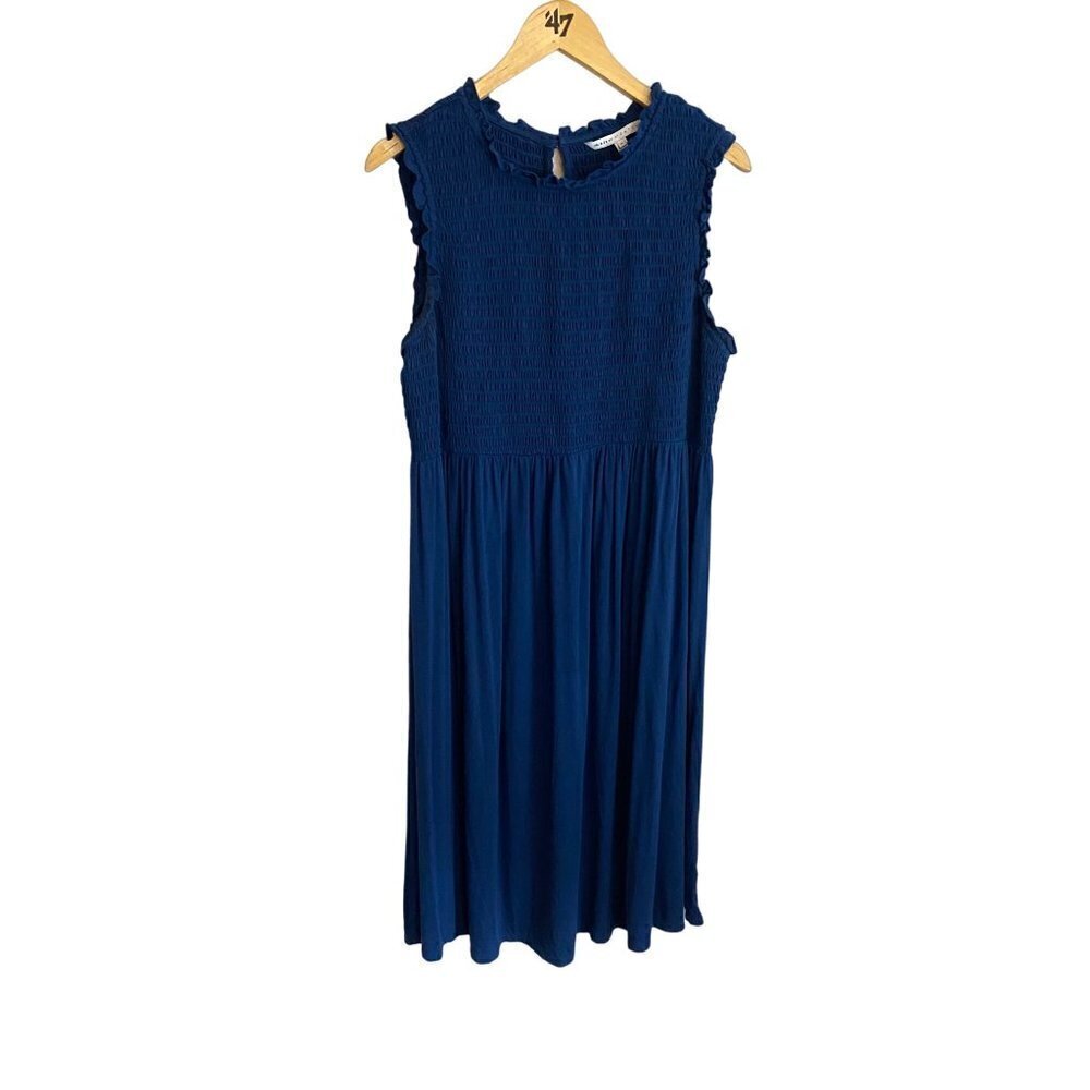 The Nines By Hatch Women's Maternity Blue Cap Sleeve Pukered Bodice Dress - XL